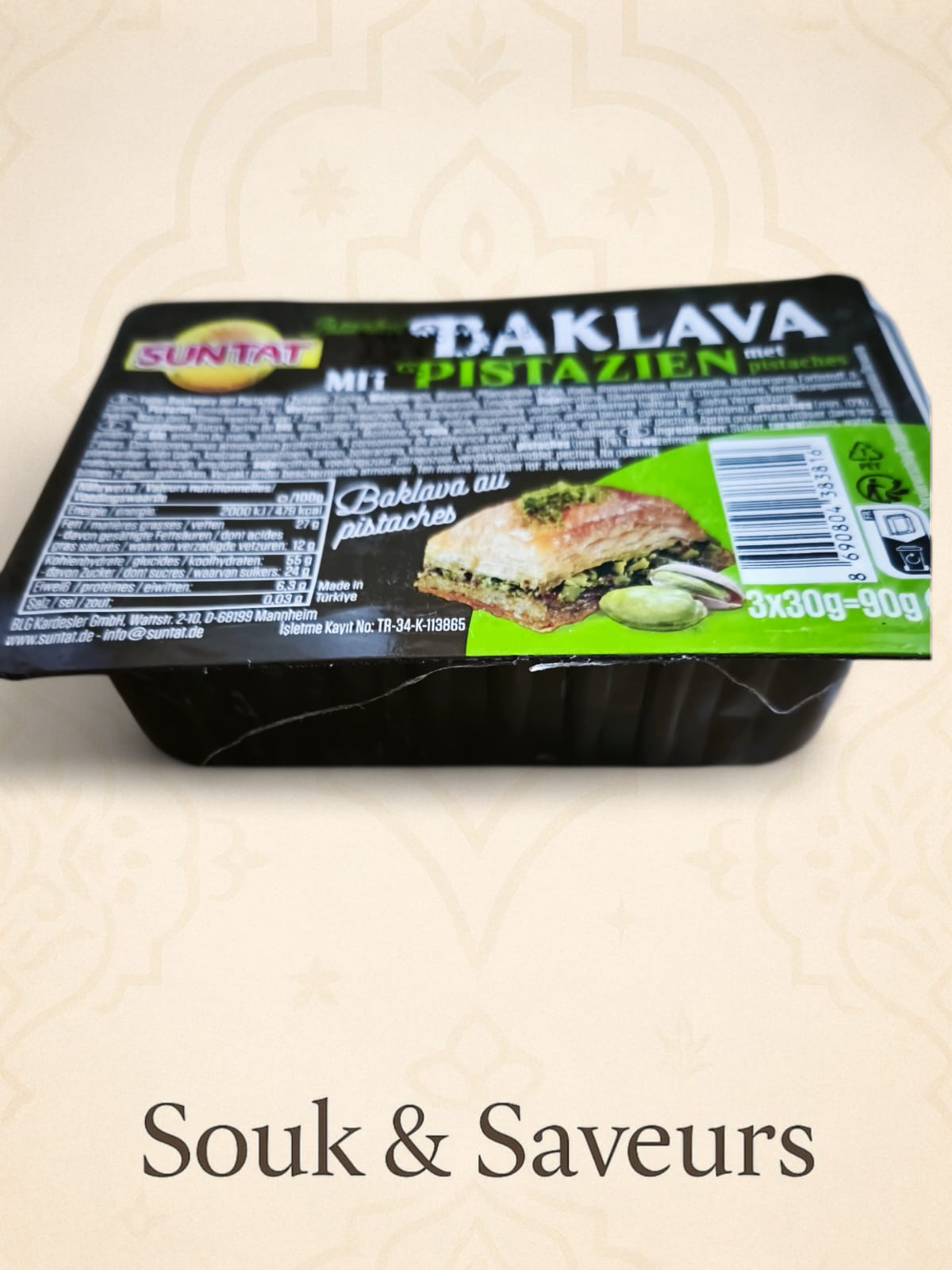 Baklava aux Pistaches Suntat – Pâtisserie orientale traditionnelle (3 x 30g - 90 g)