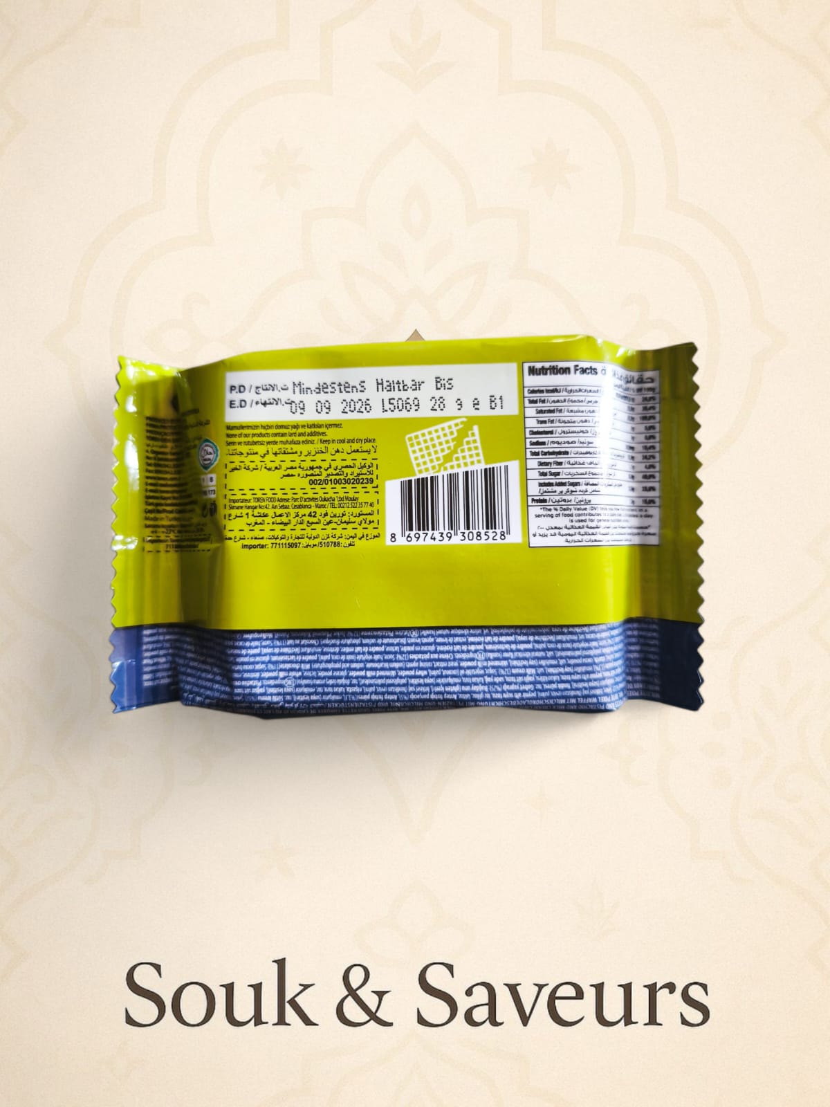 Gaufrette Mr. Bite Pixel – Chocolat & Crème de Pistache (28 g)