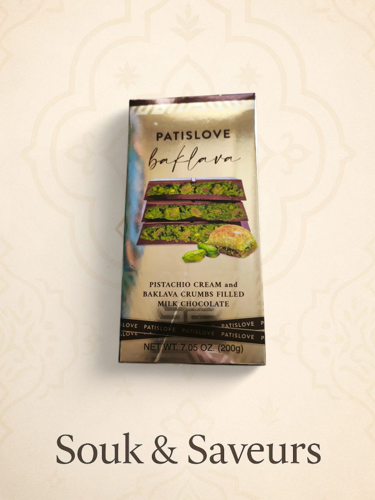 Patislove Baklava – Chocolat au lait à la pistache & baklava (200 g)