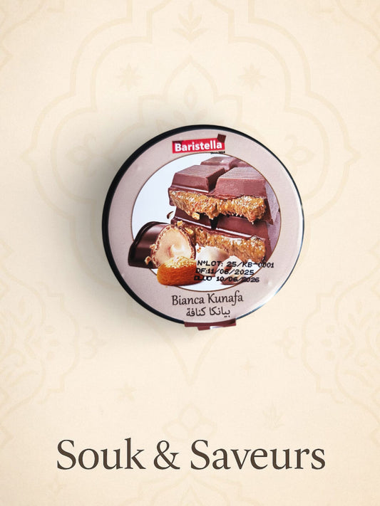 Baristella Crème Bianca Kunafa – Pâte à tartiner noisette & kunafa (330 g)
