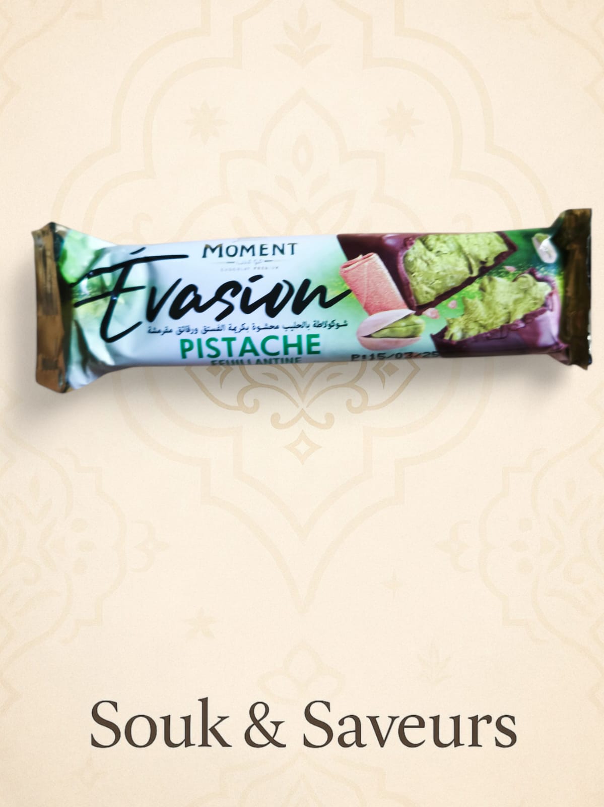Moment Evasion – Chocolat à la Pistache & Croustillant Oriental ( 37 g )