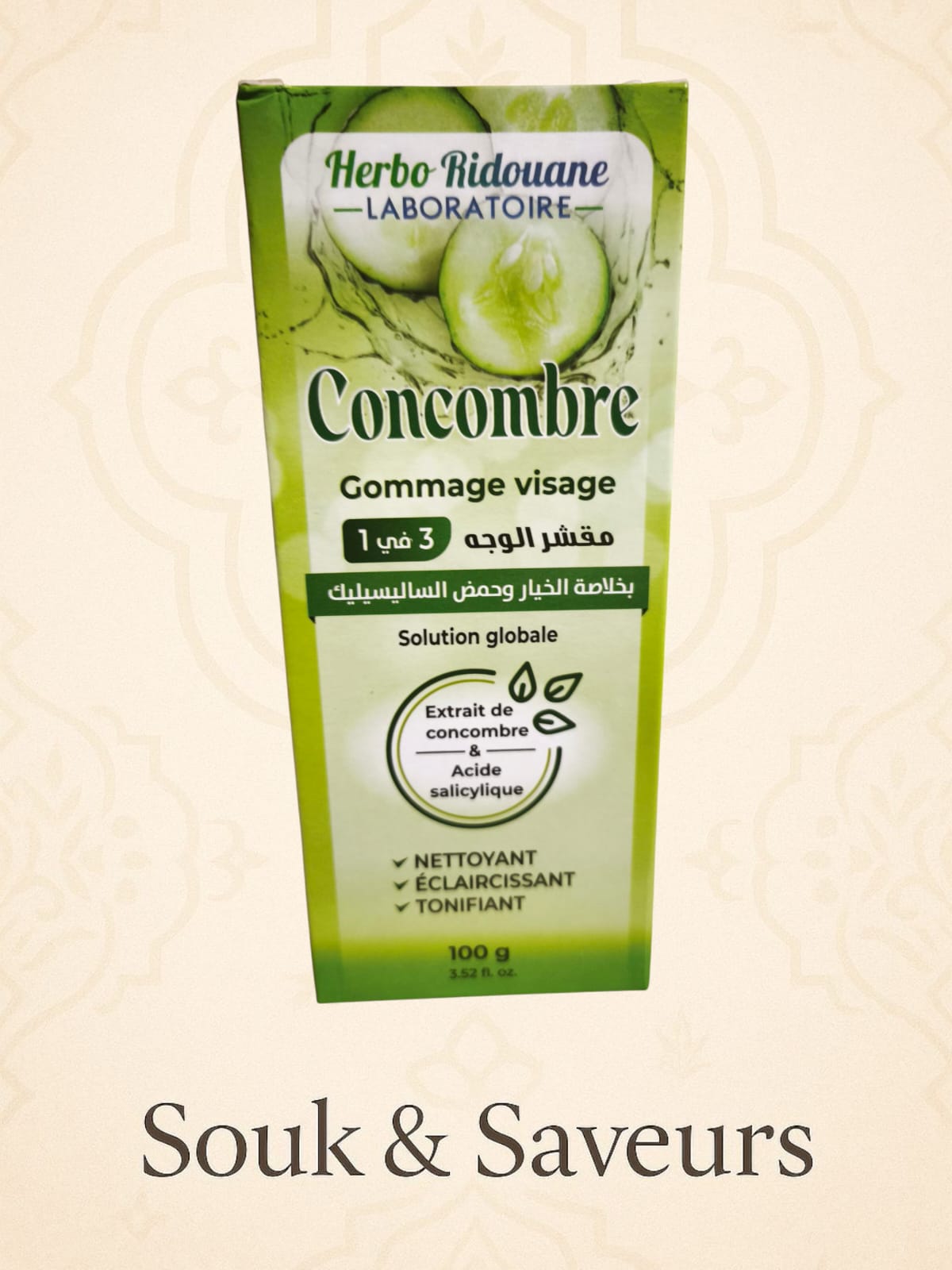 Gommage visage au concombre - 100 gr