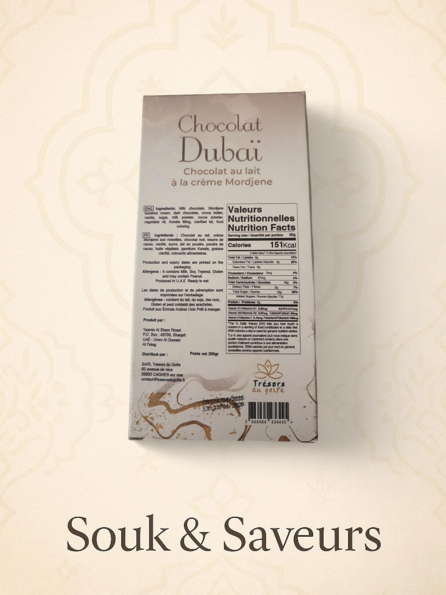 Chocolat Dubaï au Mordjene 200 gr