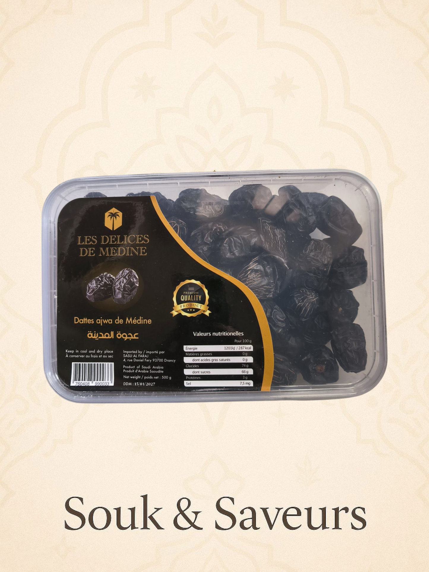 Dattes Ajwa de Médine Boîte - Qualité Premium 500 gr